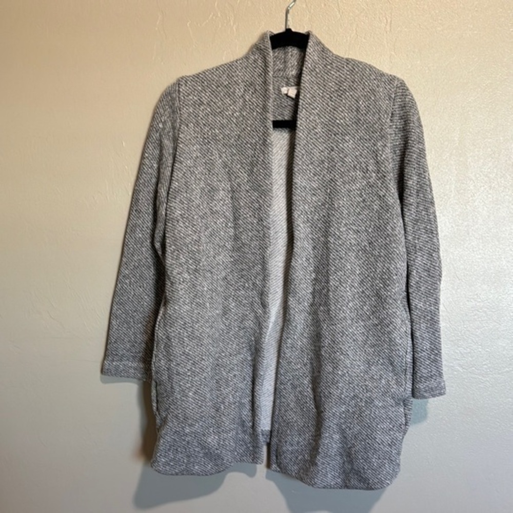 Eileen Fisher Gray Open-Front lightweight jacket 100% organic cotton